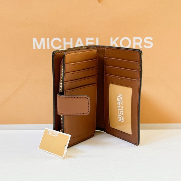 Michael Kors Jet Set Travel Medium Bifold Coin Zipper Wallet MK Brown - Picture 6 of 9